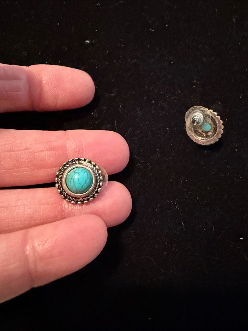Turquoise Stone Silver Ring - Blue Accent Women's Jewelry - Picture 2 of 4